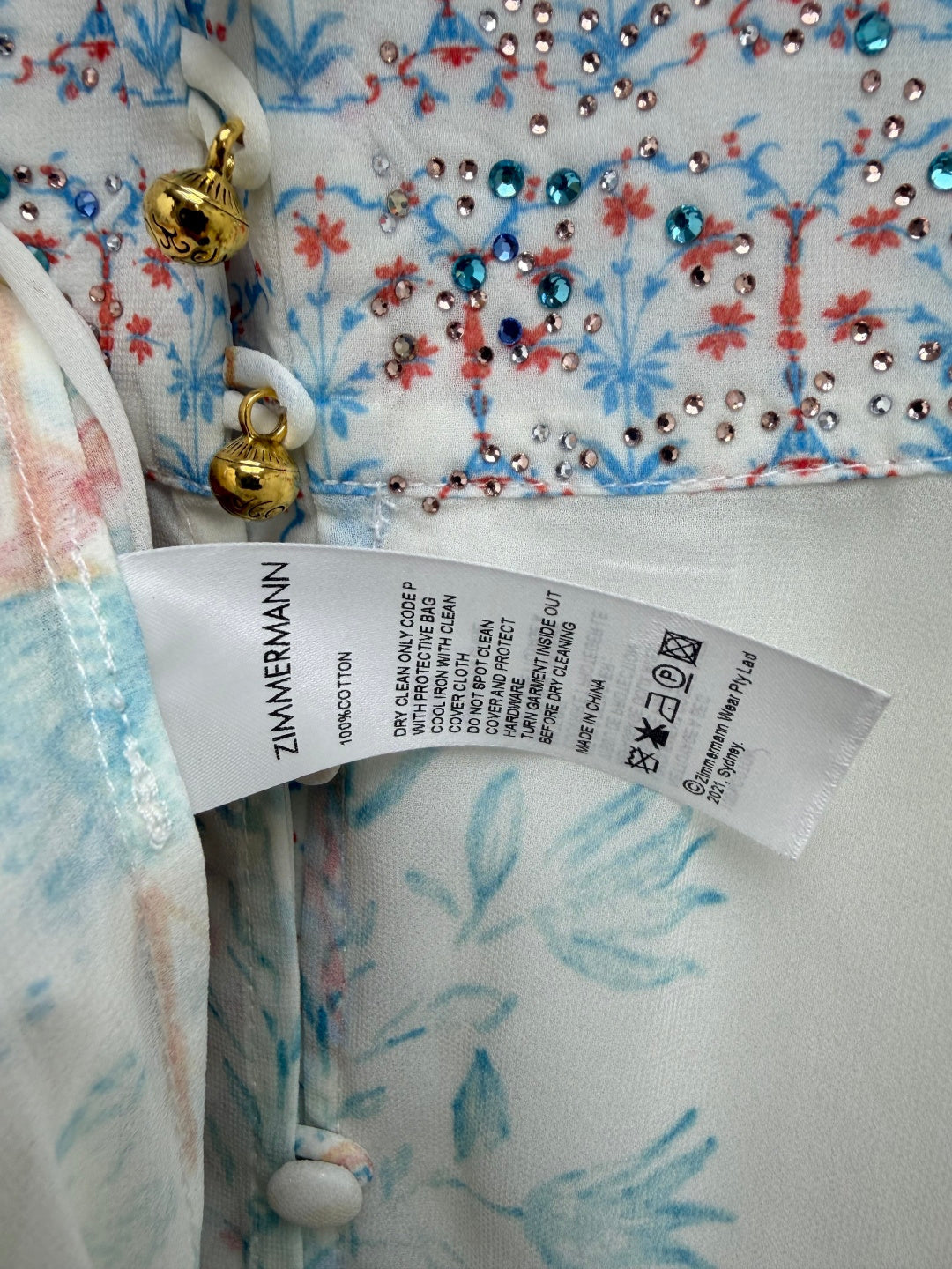 ZIMMERMANN 26S BEADED EMBROIDERED CHIFFON MAXI DRESS STYLE 32