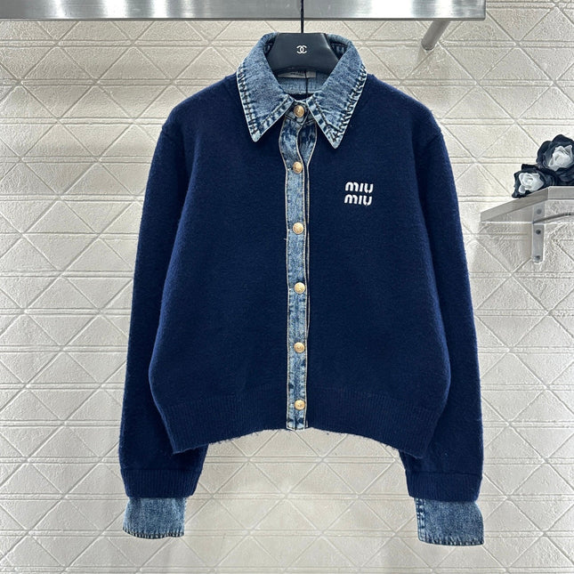 MIUMIU KNIT JACKET WITH DENIM STYLE 737