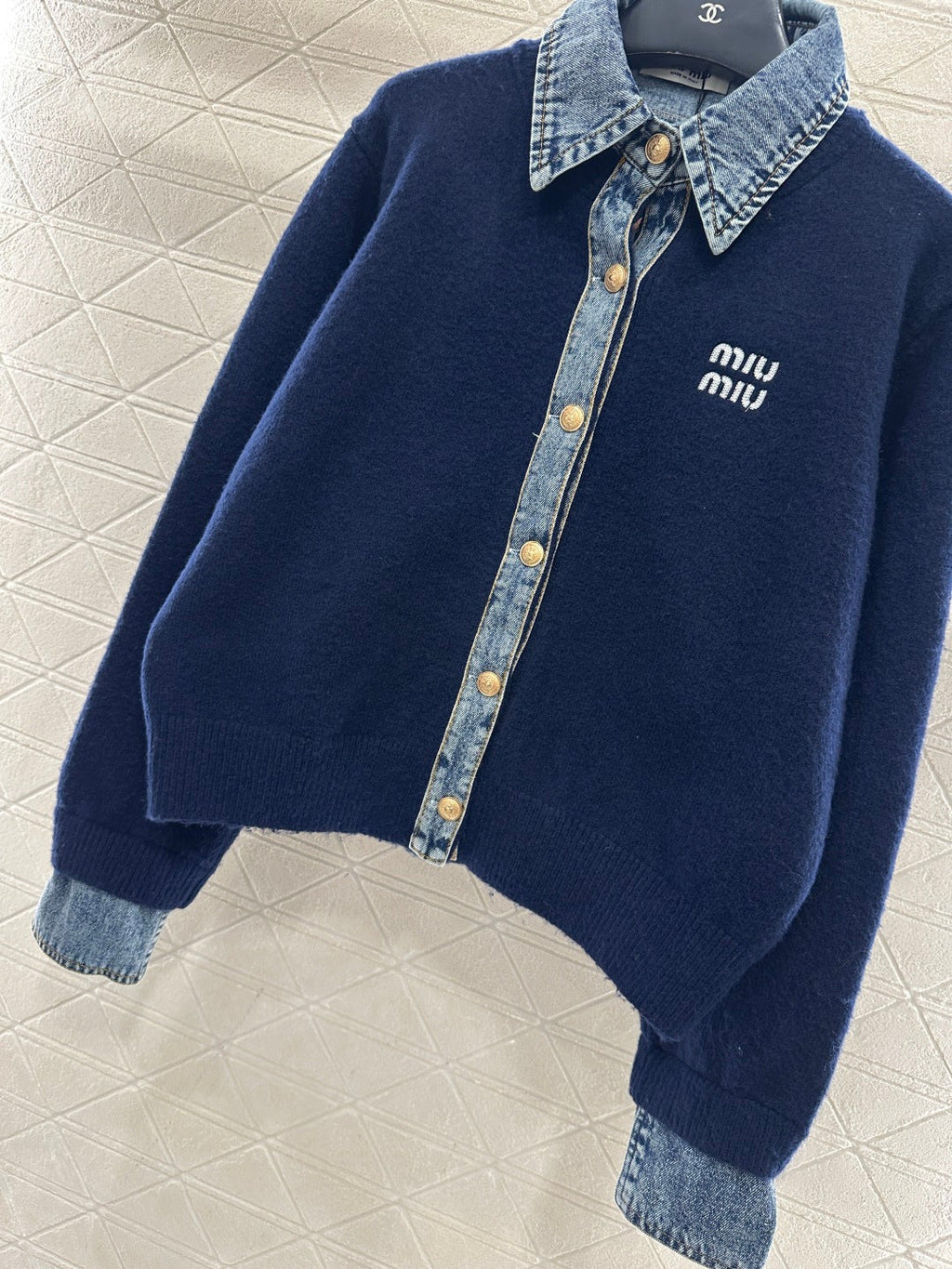 MIUMIU KNIT JACKET WITH DENIM STYLE 737