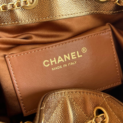 CHANEL 25S HOBO BAG 40 IN METALLIC BROWN CAVIAR WITH GOLD HARDWARE
