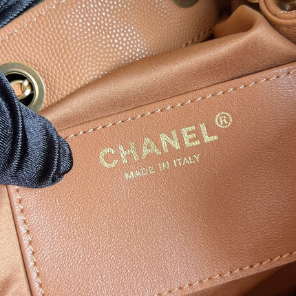 CHANEL 25S HOBO BAG 30 IN CARAMEL BROWN CAVIAR WITH GOLD HARDWARE