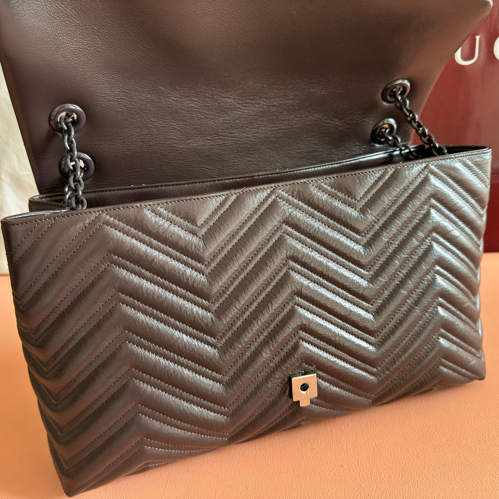 GUCCI 26S GG MARMONT BAG 37 IN DARK BROWN CALFSKIN