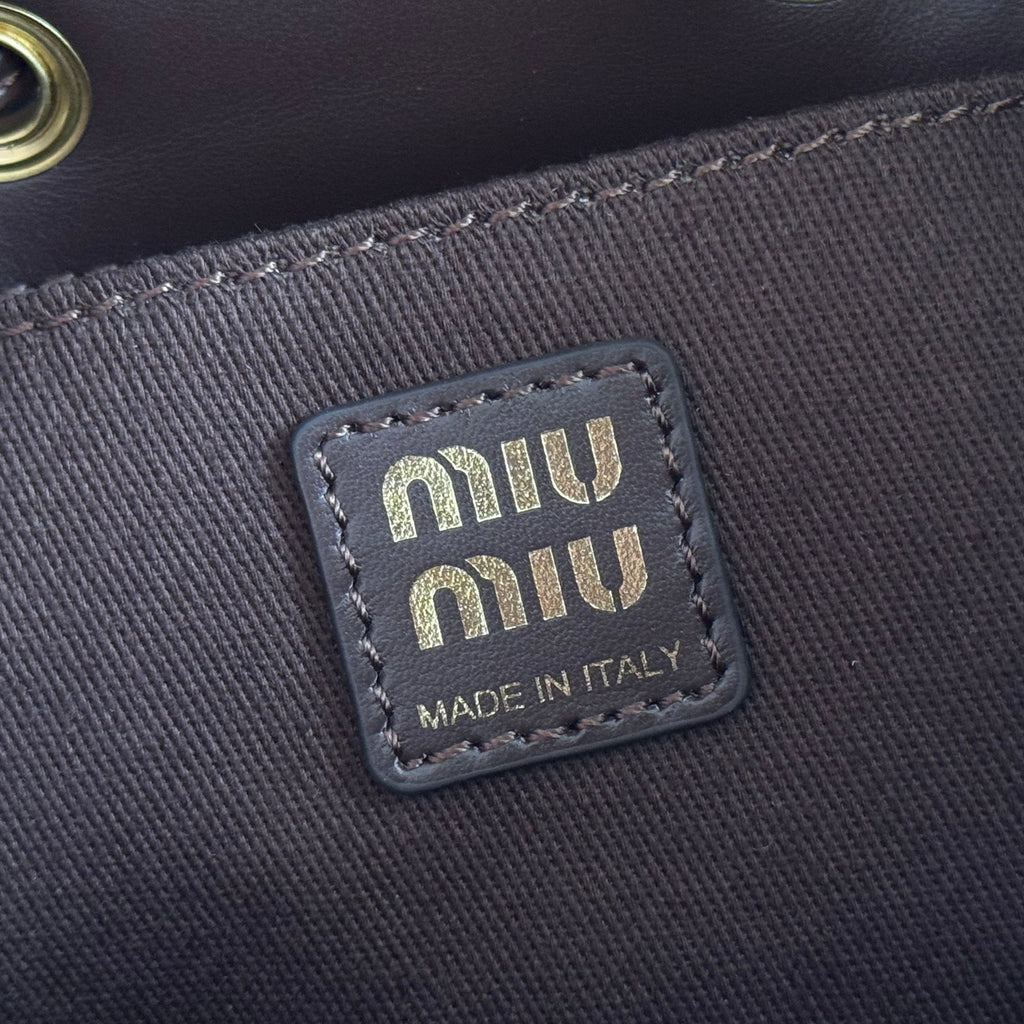 MIUMIU 26S BACKPACK 25 IN CREAM WHITE AND BROWN PONY HAIR