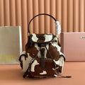 MIUMIU 26S BACKPACK 25 IN CREAM WHITE AND BROWN PONY HAIR