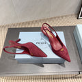 PRADA 26S POINTED TOE SLINGBACK HIGH HEELS 55MM IN DARK RED SUEDE