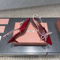 MIUMIU 26S SLINGBACK 55MM IN DARK RED CALFSKIN WITH BOW