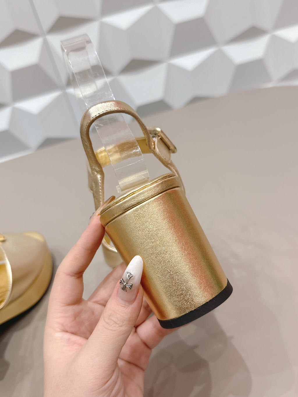 PRADA 26S HEELED SANDALS 75MM IN GOLD CALFSKIN WITH LOGO