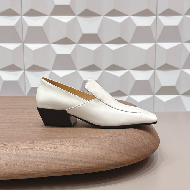 BOTTEGA VENETA 26S VENTURA LOAFERS 40 MM WHITE GLOSSY CALFSKIN