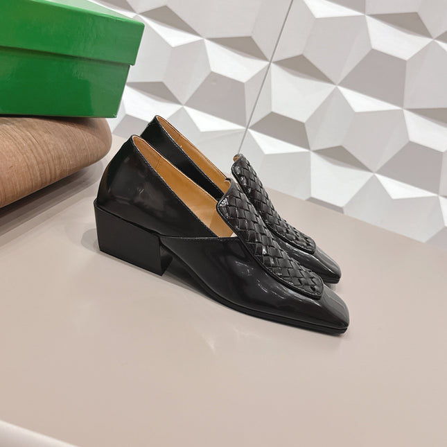 BOTTEGA VENETA 26S VENTURA LOAFERS 40 MM IN BLACK INTRECCIATO CALFSKIN