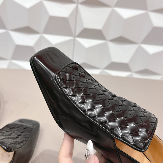 BOTTEGA VENETA 26S VENTURA LOAFERS 40 MM IN BLACK INTRECCIATO CALFSKIN