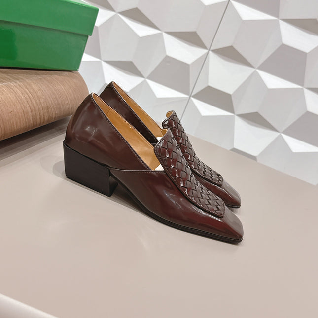 BOTTEGA VENETA 26S VENTURA LOAFERS 40 MM IN BROWN INTRECCIATO CALFSKIN