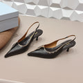 PRADA 26S POINTED TOE SLINGBACK HIGH HEELS 55MM IN BLACK CALFSKIN