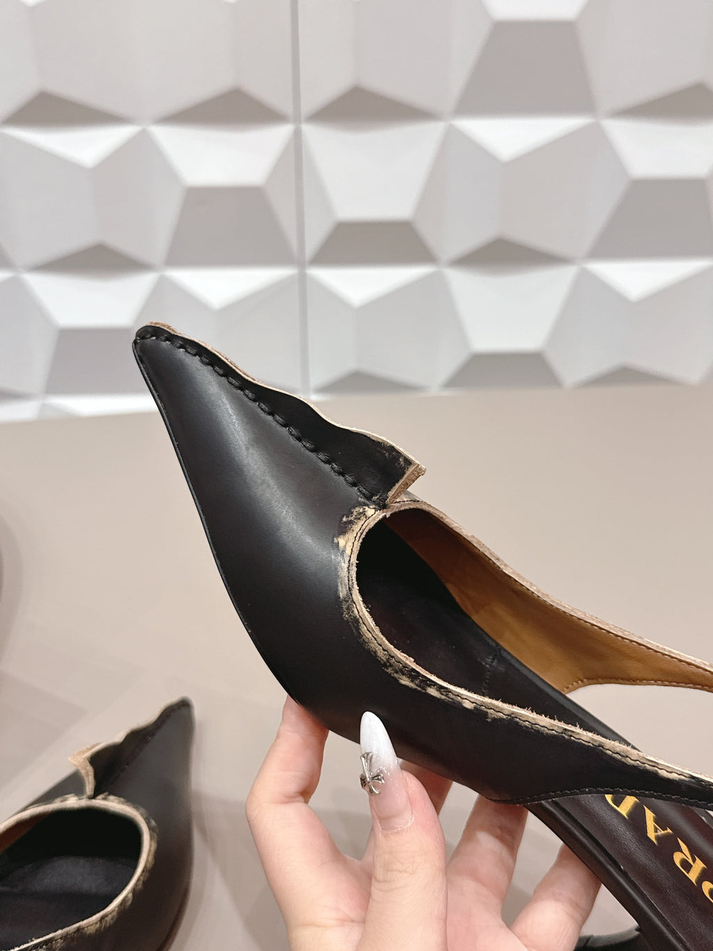 PRADA 26S POINTED TOE SLINGBACK HIGH HEELS 55MM IN BLACK CALFSKIN