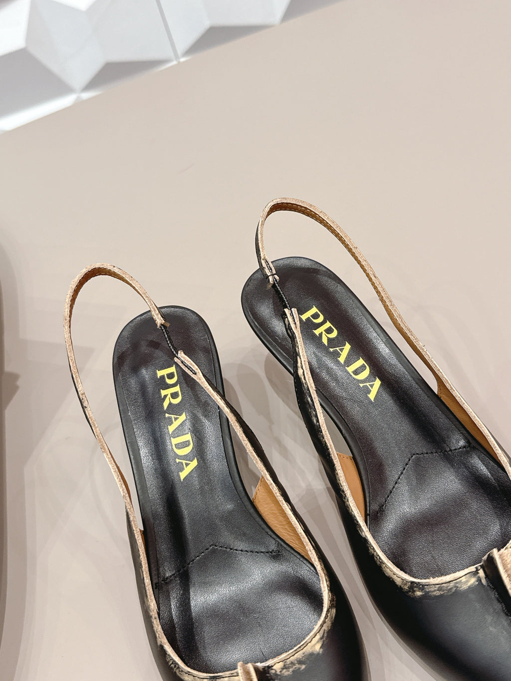 PRADA 26S POINTED TOE SLINGBACK HIGH HEELS 55MM IN BLACK CALFSKIN
