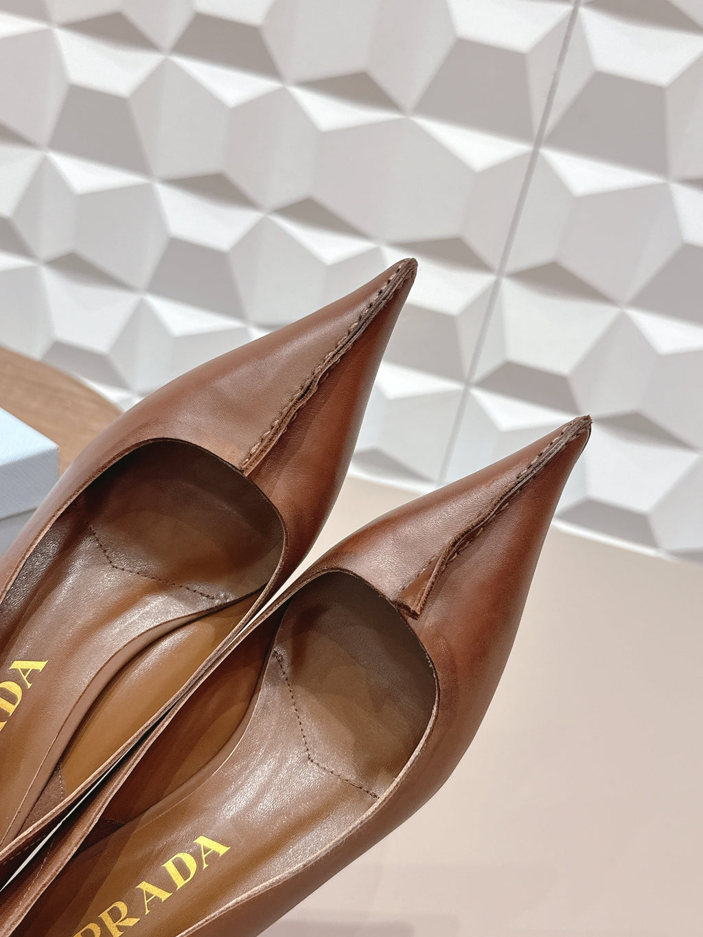 PRADA 26S POINTED TOE HIGH HEELS 55MM IN BROWN CALFSKIN
