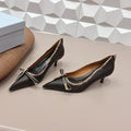 PRADA 26S POINTED TOE HIGH HEELS 55MM IN BLACK CALFSKIN