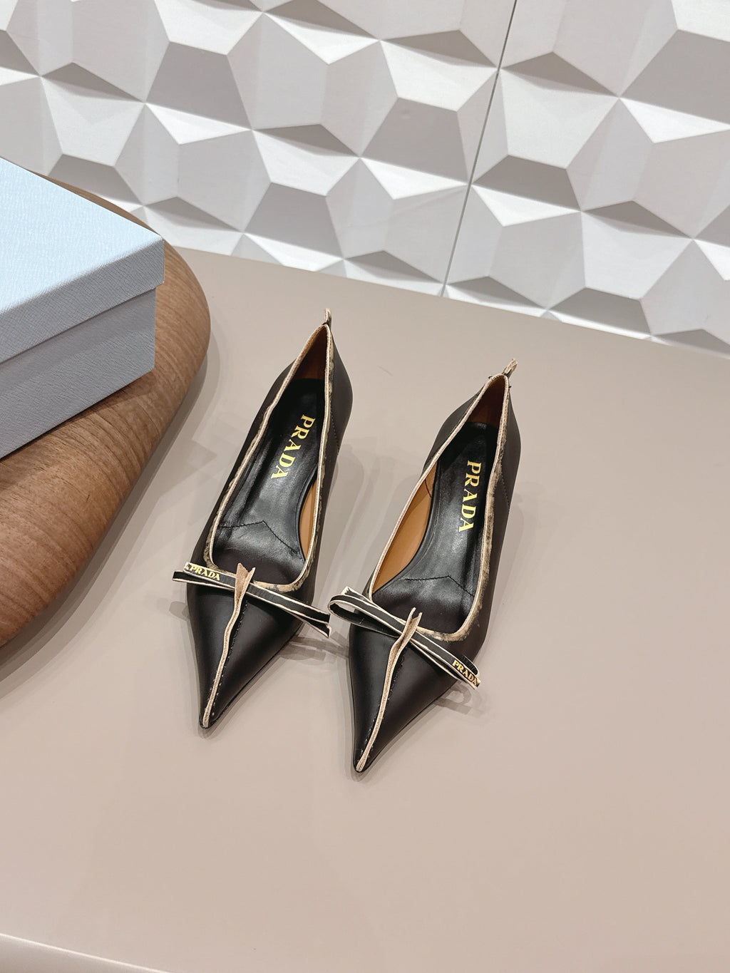 PRADA 26S POINTED TOE HIGH HEELS 55MM IN BLACK CALFSKIN