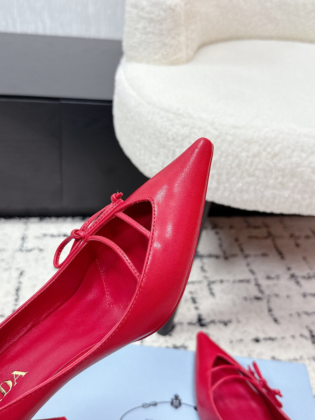PRADA 26S POINTED-TOE HIGH HEELS 75MM IN DARK RED CALFSKIN