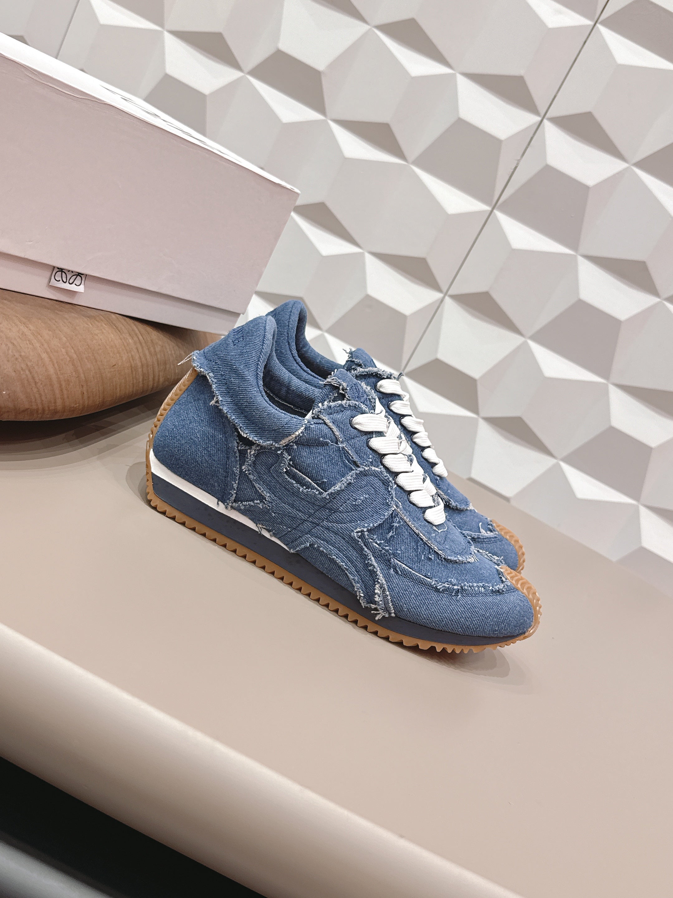 LOEWE 26S FLOW RUNNER SNEAKER IN BLUE DENIM