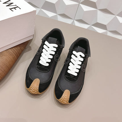 LOEWE 26S FLOW RUNNER SNEAKER IN BLACK CALFSKIN AND SUEDE STYLE 6