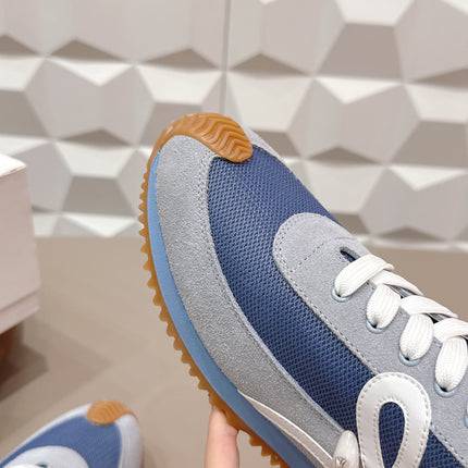 LOEWE 26S FLOW RUNNER SNEAKER IN LIGHT GRAY AND BLUE SUEDE AND CALFSKIN STYLE 2