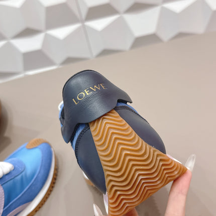 LOEWE 26S FLOW RUNNER SNEAKER IN BLUE SUEDE AND CALFSKIN STYLE 1
