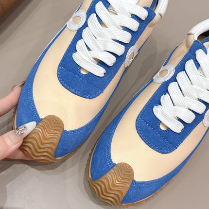 LOEWE 26S FLOW RUNNER SNEAKER IN BLUE AND NUDE SUEDE AND WHITE CALFSKIN
