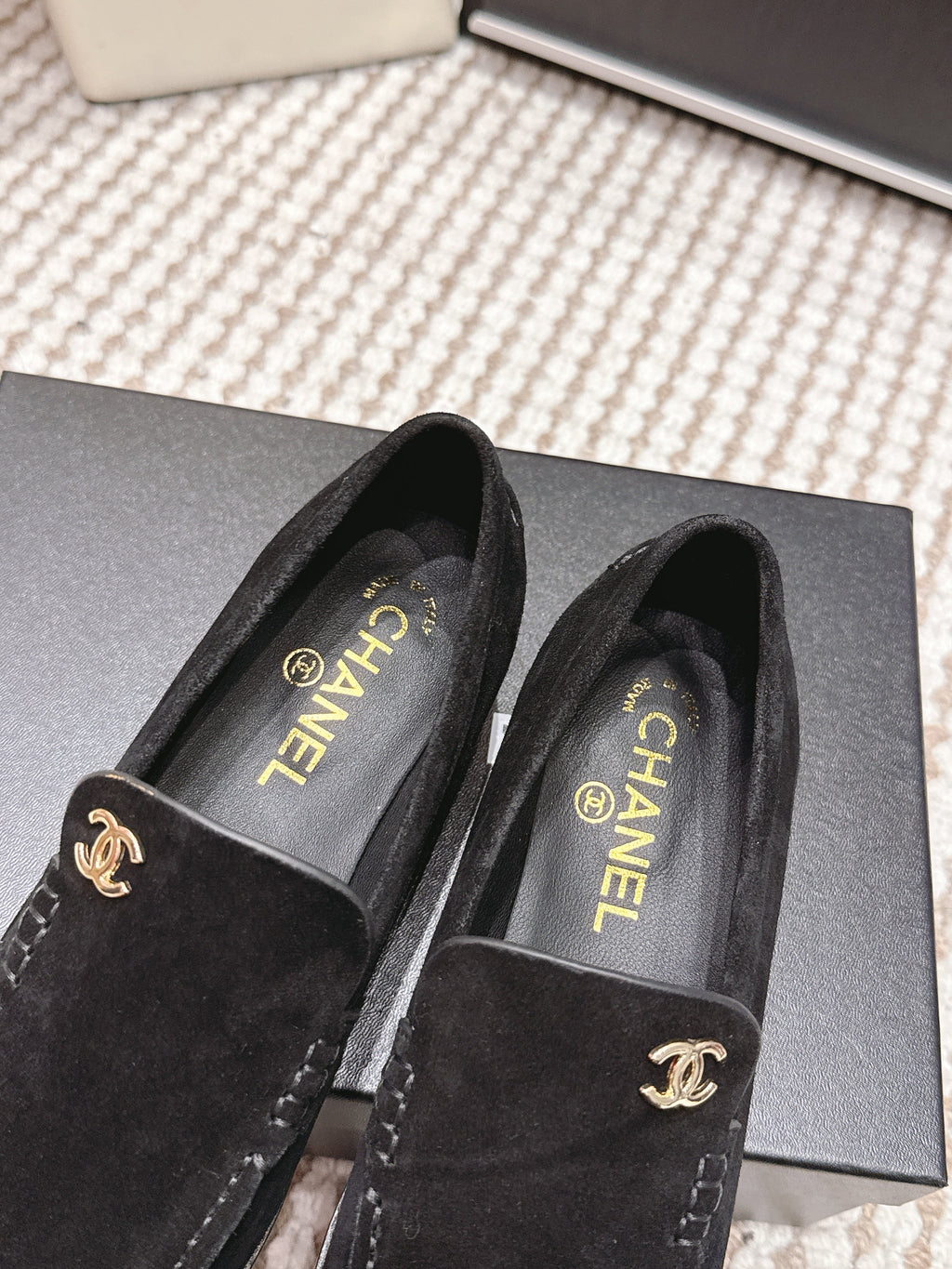 CHANEL 26S LOAFERS IN BLACK SUEDE