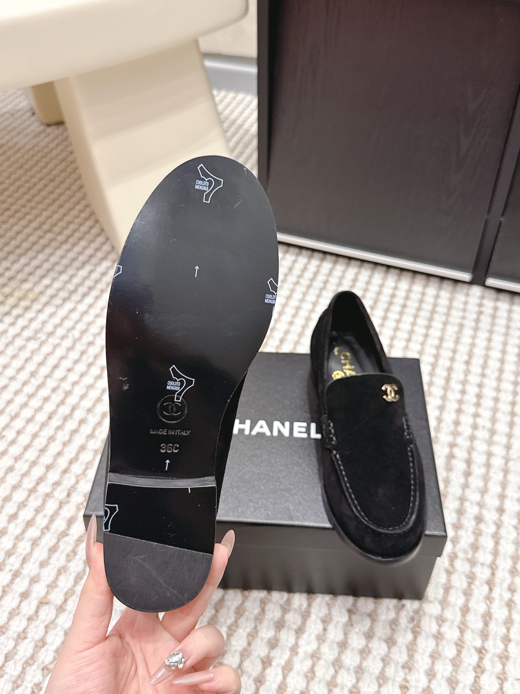 CHANEL 26S LOAFERS IN BLACK SUEDE