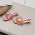 LOEWE 26S SQUARE TOE SANDALS 45MM IN PINK CALFSKIN GOLD HARDWARE