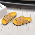 LOEWE 26S FLAT SANDALS IN GOLD YELLOW LOGO GOLD HARDWARE