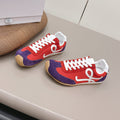 LOEWE 26S BALLET RUNNER 2.0 IN RED AND DARK PURPLE SUEDE AND MESH