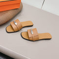 HM 26S GIULIA SANDAL IN TAN BROWN CALFSKIN SILVER HARDWARE