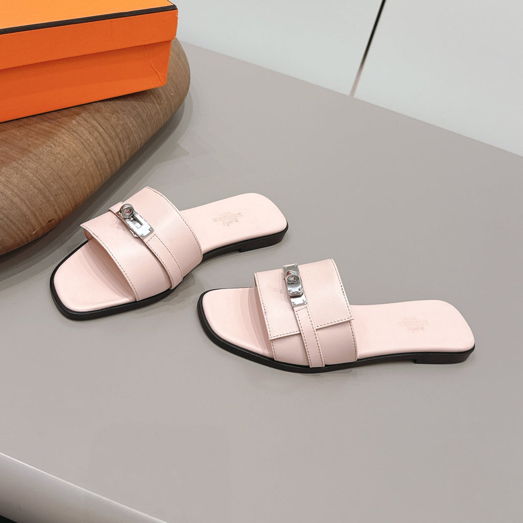 HM 26S GIULIA SANDAL IN LIGHT PINK CALFSKIN SILVER HARDWARE