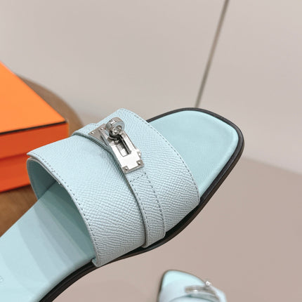 HM 26S GIULIA SANDAL IN ICE BLUE EPSOM CALFSKIN SILVER HARDWARE