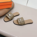 HM 26S GIULIA SANDAL IN OLIVE BROWN EPSOM CALFSKIN SILVER HARDWARE