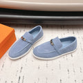 HM 26S KELLY PARIS LOAFERS IN LIGHT BLUE SUEDE SILVER HARDWARE