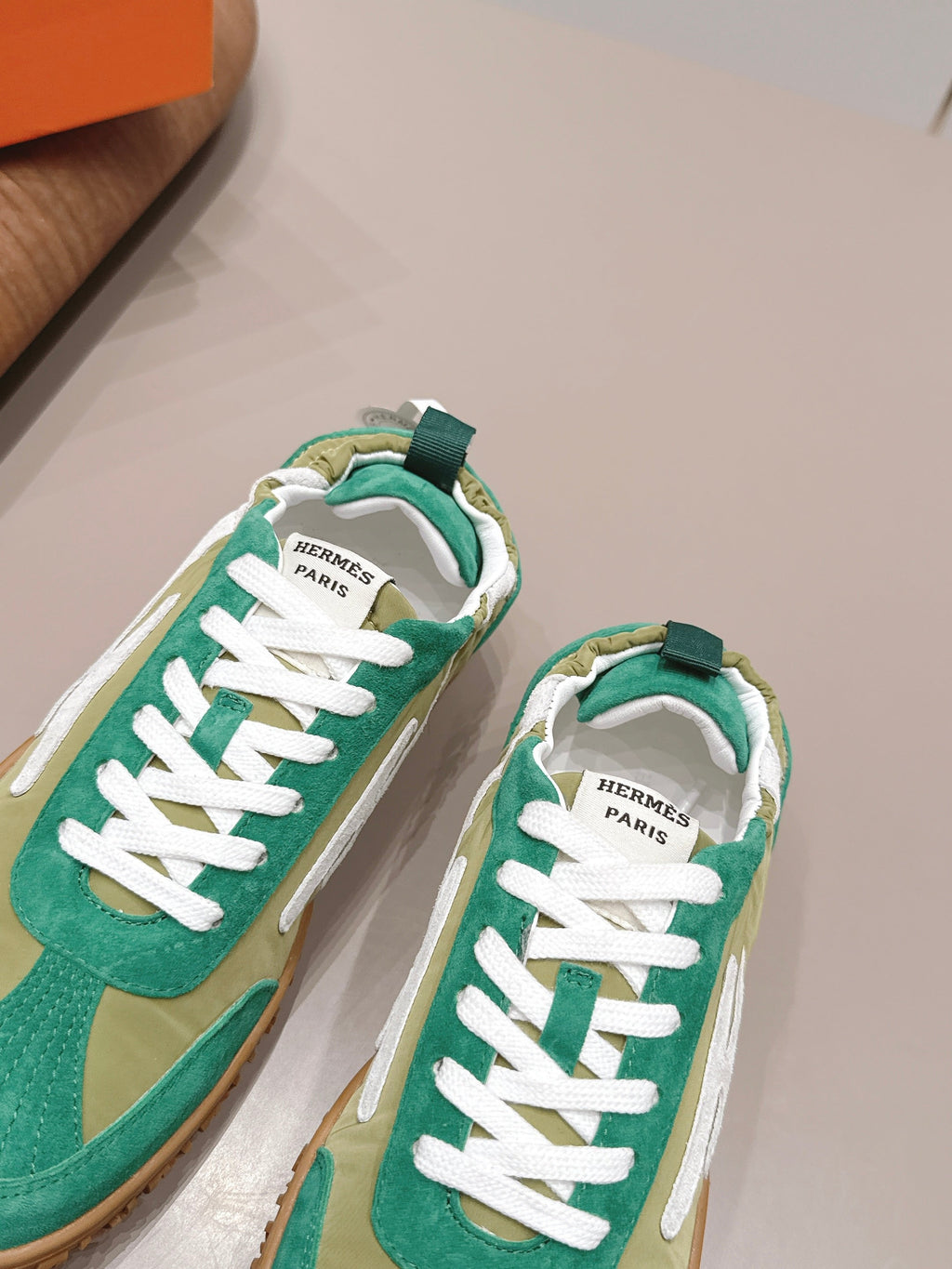 HM 26S BOUNCING SNEAKERS IN GREEN NYLON AND SUEDE