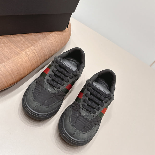 GUCCI 26S SNEAKERS IN BLACK SUEDE AND FABRIC