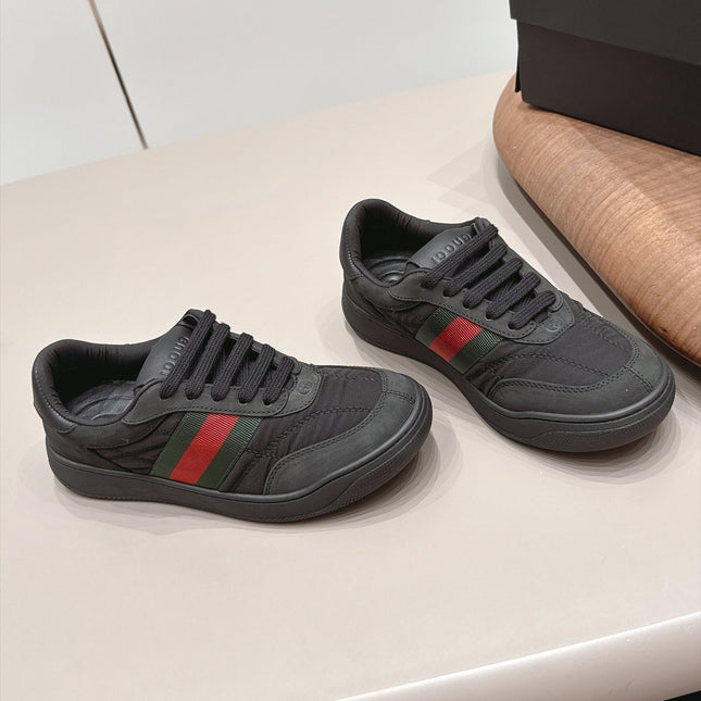 GUCCI 26S SNEAKERS IN BLACK SUEDE AND FABRIC