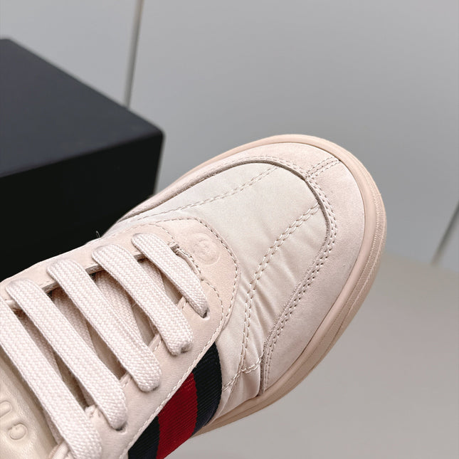 GUCCI 26S SNEAKERS IN LIGHT BEIGE SUEDE AND FABRIC
