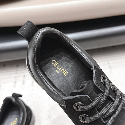 CELINE 26S LACE UP SHOES 30 MM IN BLACK SUEDE