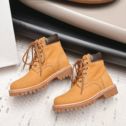 CELINE 26S LACE UP ANKLE BOOTS 40 MM IN TAN SUEDE AND BROWN CALFSKIN