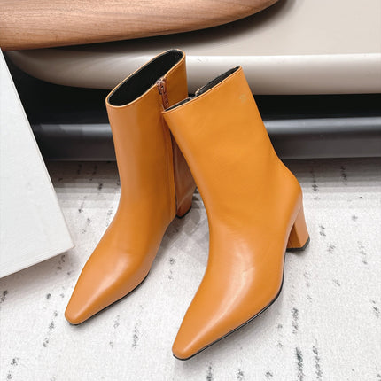 CELINE 26S ANKLE BOOTS 60 MM IN MUSTARD YELLOW SMOOTH CALFSKIN