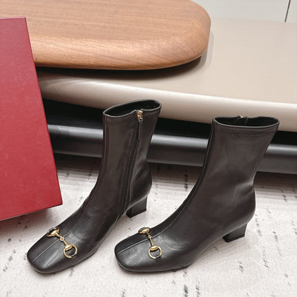GUCCI 26S ANKLE BOOTS 55 MM IN BLACK LAMBSKIN