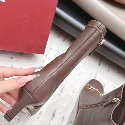 GUCCI 26S ANKLE BOOTS 55 MM IN DARK BROWN LAMBSKIN