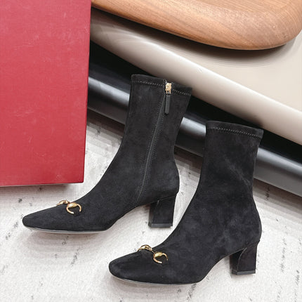 GUCCI 26S ANKLE BOOTS 55 MM IN BLACK SUEDE