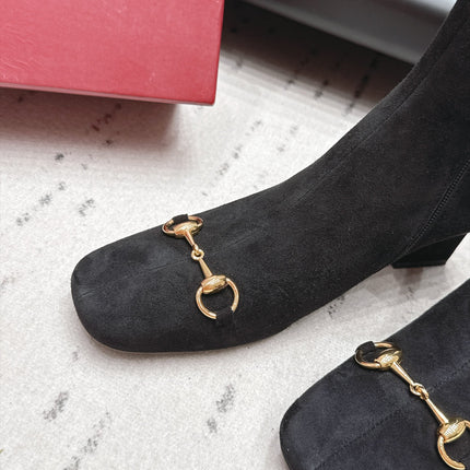 GUCCI 26S ANKLE BOOTS 55 MM IN BLACK SUEDE