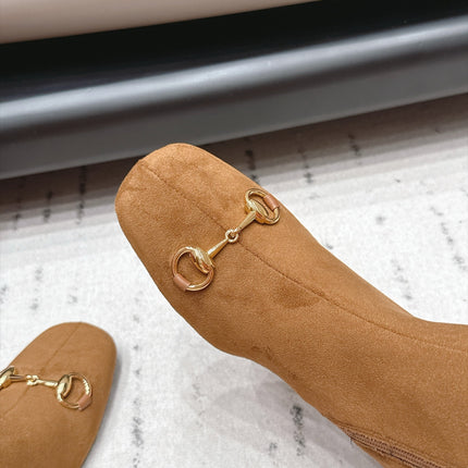 GUCCI 26S TALL BOOTS 55 MM IN CAMEL BROWN SUEDE