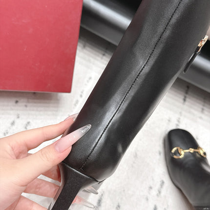 GUCCI 26S TALL BOOTS 55 MM IN BLACK LAMBSKIN